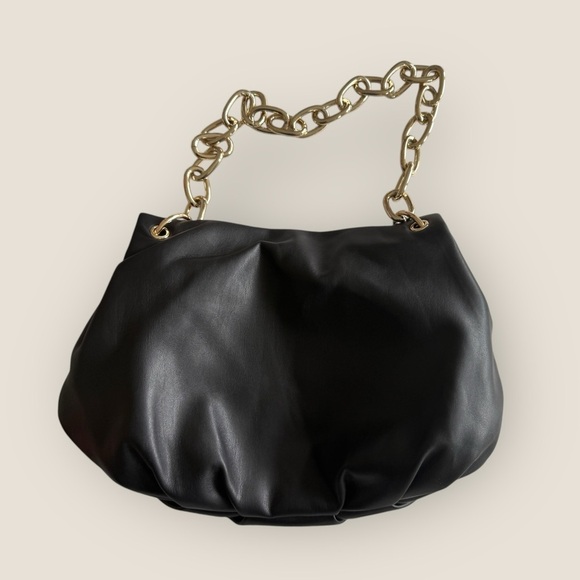 House of Want | We Inspire Vegan Leather Shoulder Bag | Black & Gold | Medium - Picture 7 of 14